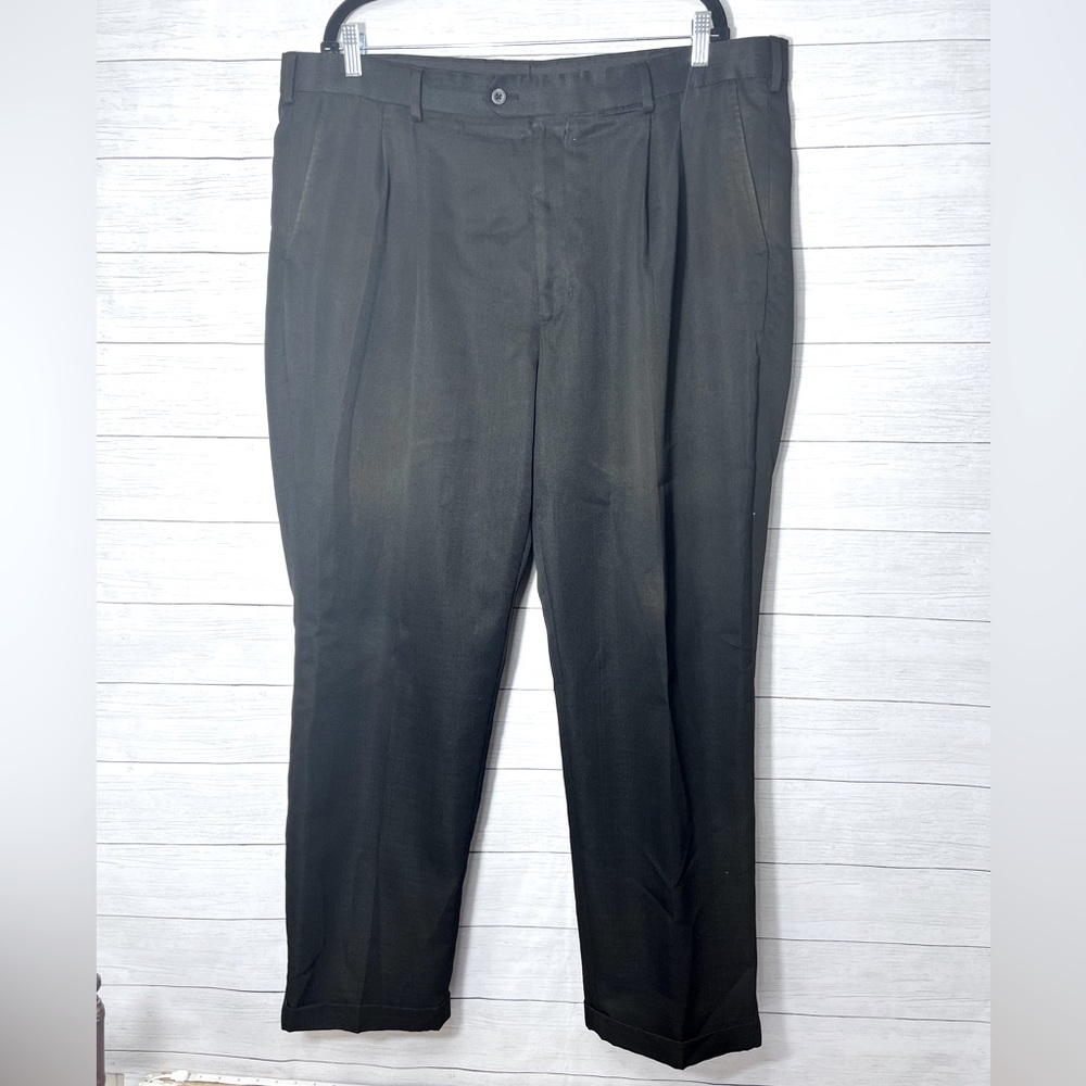 Geoffrey Beene 42x30 Pleated Texture Cuffed Dress Pants Black 💗